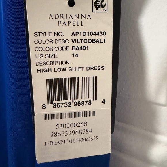 NWT Adrianna Papell Royal Blue Ruffle Front Shift Dress – Size 18 - Picture 9 of 9